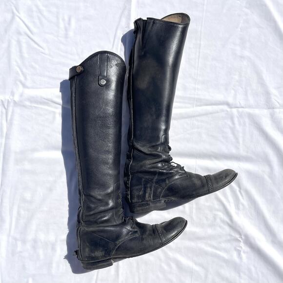 Der Dau Custom Equestrian Extra Tall Riding Boots Womens 6 Black Leather - Picture 1 of 13